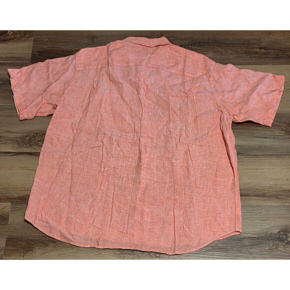 Jos A Bank Linen Shirt Mens XL Short Sleeve Collared Button Down Coral Sri Lanka - Picture 6 of 6